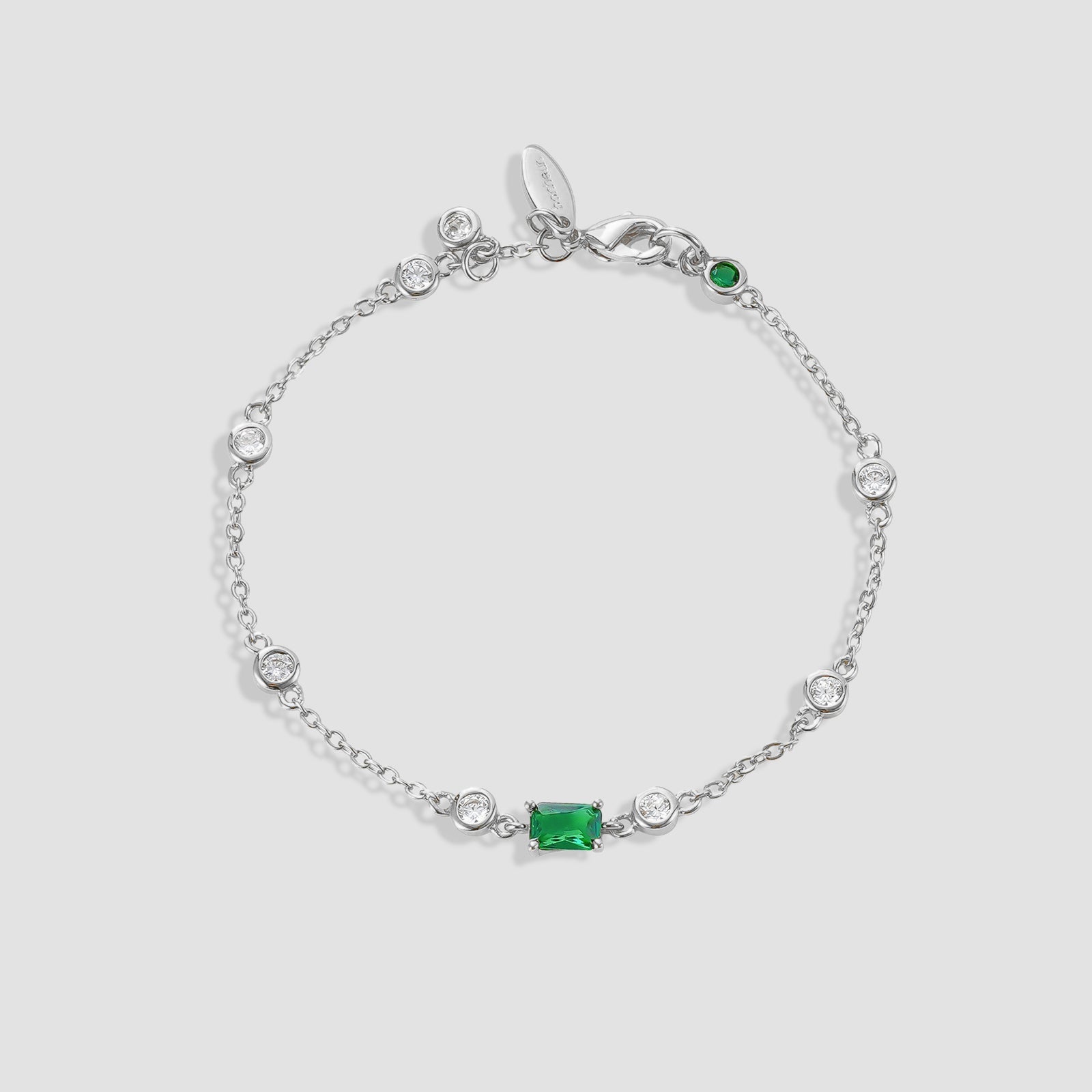 Women's Green Crystal Bracelet by Bonheur Jewelry NYC-Swarovski crystal chain bracelet for ladies