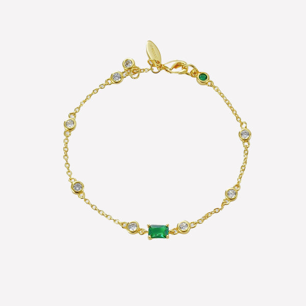 Women's Green Crystal Bracelet by Bonheur Jewelry NYC-Swarovski crystal chain bracelet for ladies