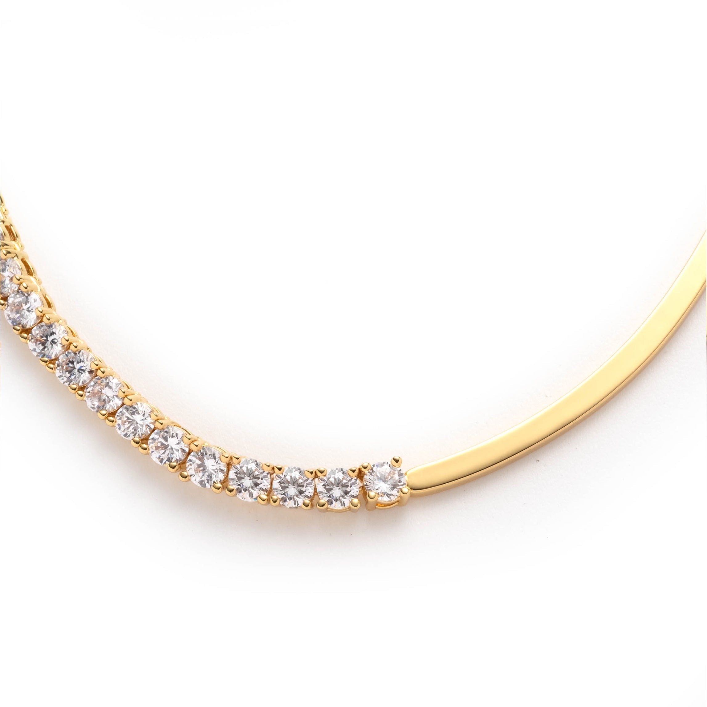 Women's Swarovski Crystal Half Tennis Necklace by Bonheur Jewelry NYC-white crystal gold filled tennis necklace near me