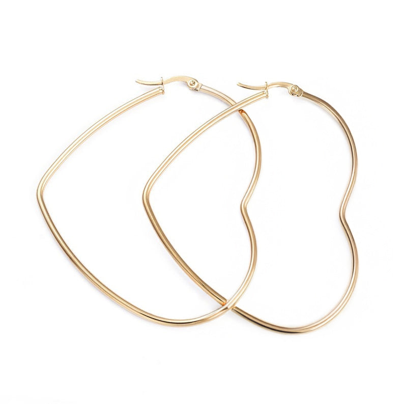 Womens Heart Hoops by Bonheur Jewelry NYC- Heart Hoop Earrings Near Me