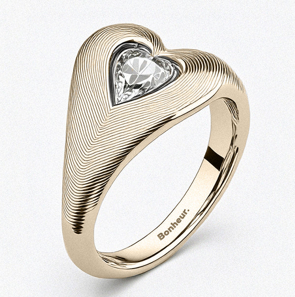 Women's Heart Signet Ring by Bonheur Jewelry NYC-Swarovski Crystal Chunky Heart Ring