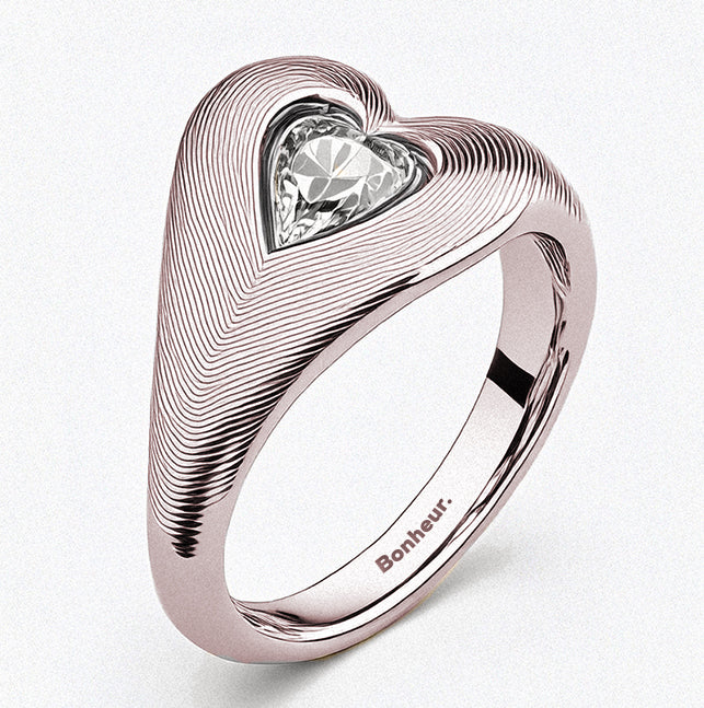 Women's Heart Signet Ring by Bonheur Jewelry NYC-Swarovski Crystal Chunky Heart Ring