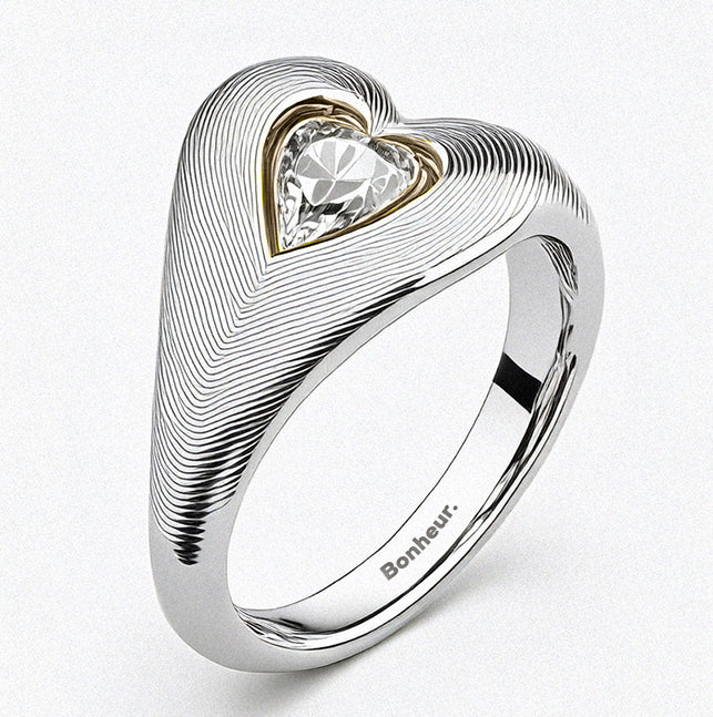 Women's Heart Signet Ring by Bonheur Jewelry NYC-Swarovski Crystal Chunky Heart Ring