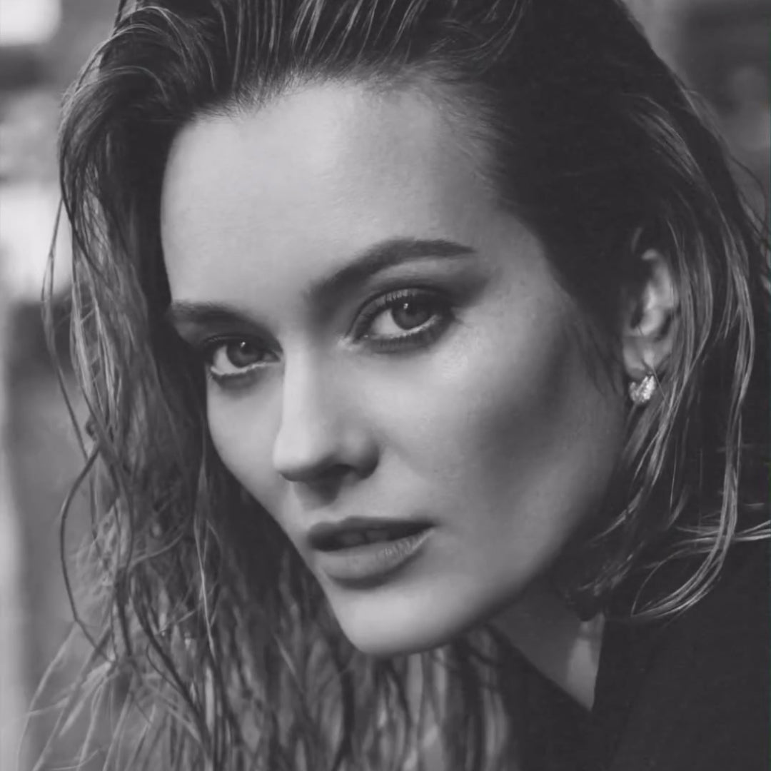 Women's hoop huggie earrings near me-White swarovski sparkling huggie hoop earrings​ by Bonheur Jewelry NYC