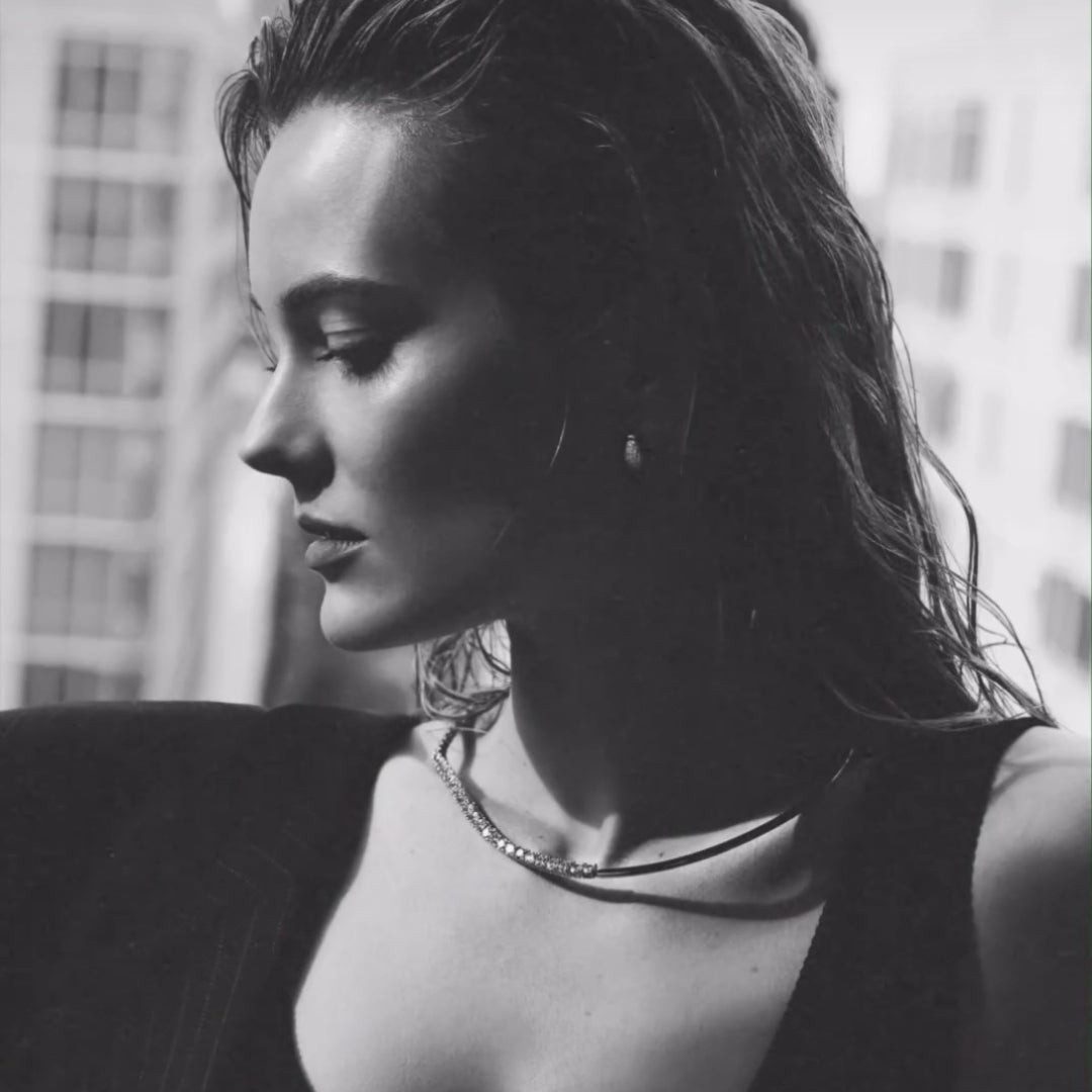 Women's hoop huggie earrings near me-White swarovski sparkling huggie hoop earrings​ by Bonheur Jewelry NYC