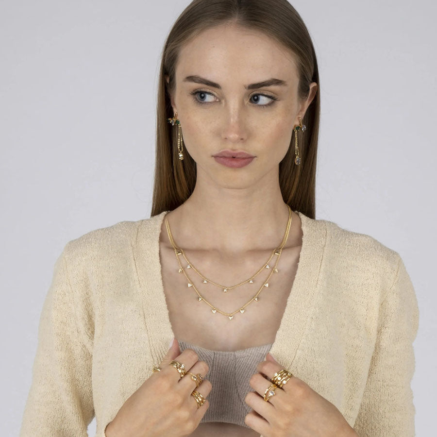 Women's Interchangeable Rings​ by Bonheur Jewelry NYC-White Swarovski crystal interchangeable ring set