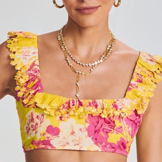 Women's Large Paperclip Chain Necklace by Bonheur Jewelry NYC-White Swarovski crystal paperclip chain charm necklace​ near me