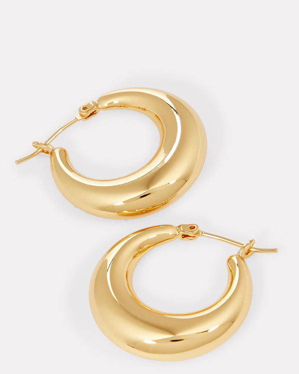 Women's Large Puffy hoops near me-womens gold hoops earrings​ by Bonheur Jewelry NYC