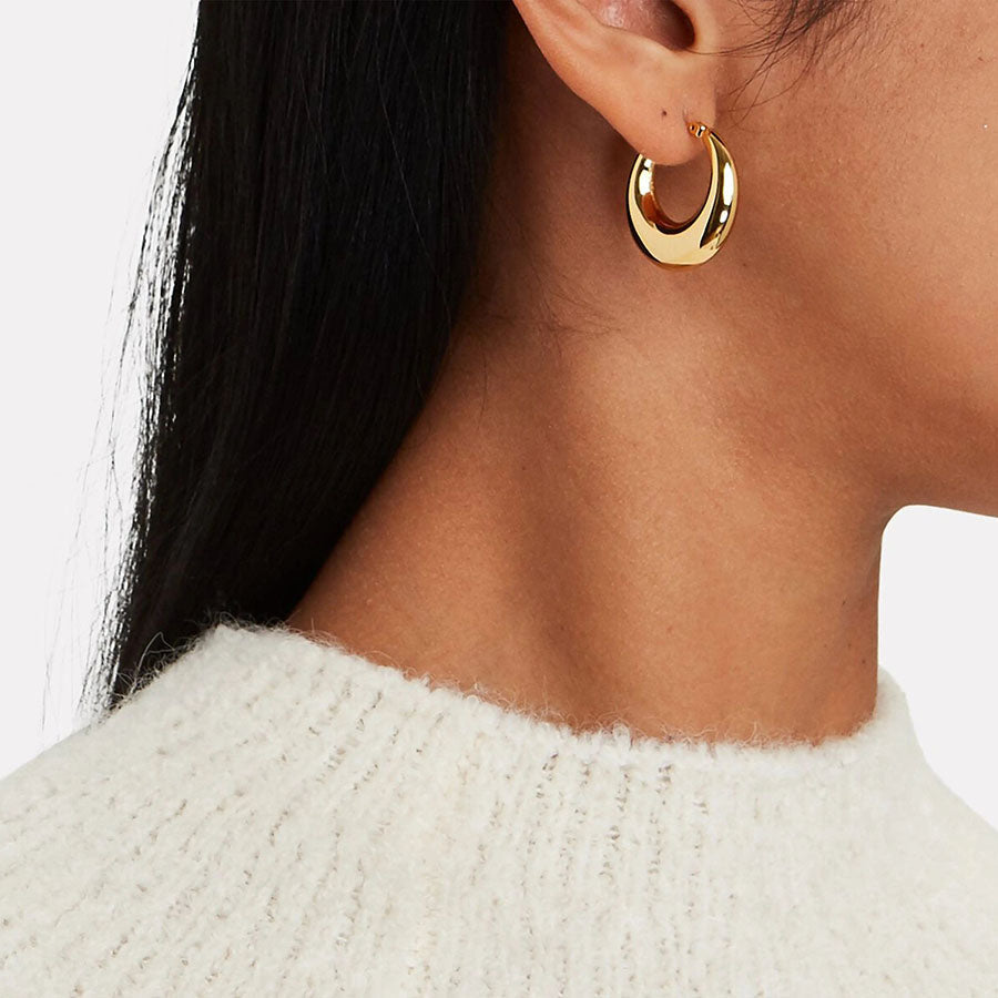 Women's Large Puffy hoops near me-womens gold hoops earrings​ by Bonheur Jewelry NYC