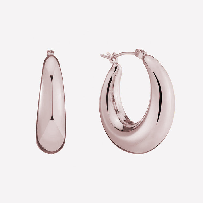 Women's Large Puffy hoops near me-womens gold hoops earrings​ by Bonheur Jewelry NYC