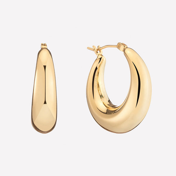 Large Puffy hoops for Women-puffy gold hoops for her