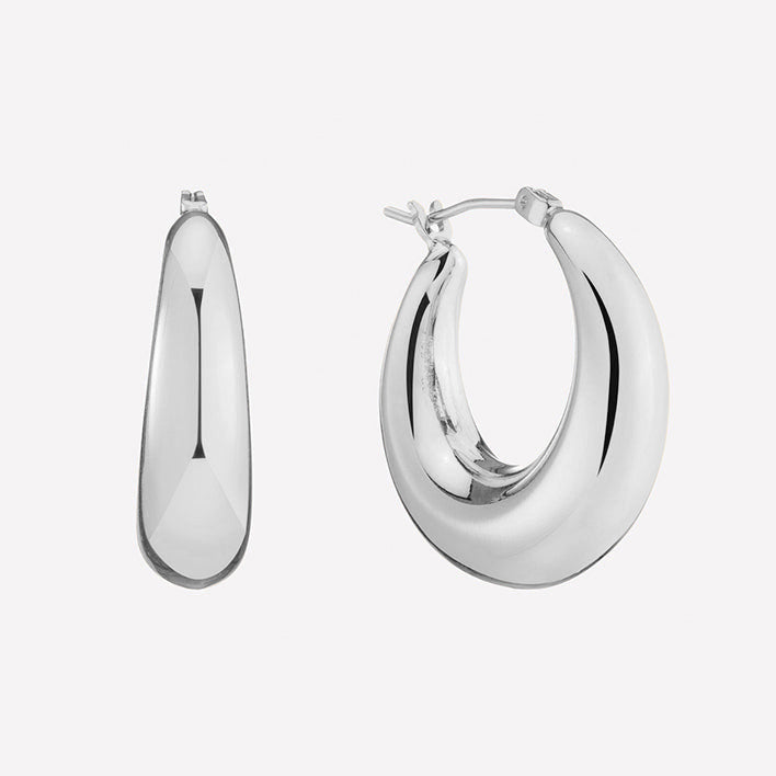 Women's Large Puffy hoops near me-womens gold hoops earrings​ by Bonheur Jewelry NYC