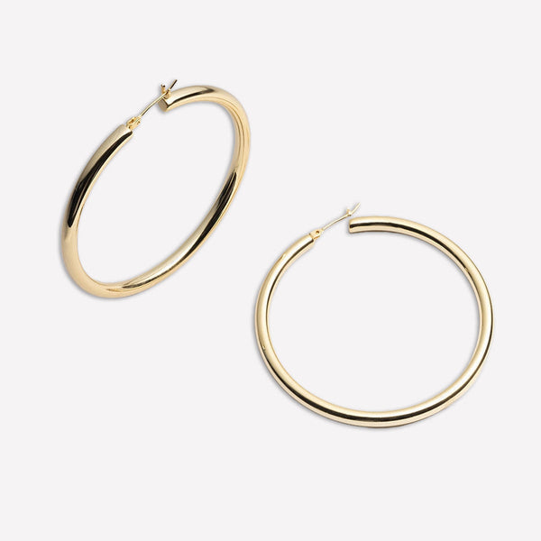 Women's Lightweight Hoops by Bonheur Jewelry NYC-hollow lightweight hoops near me