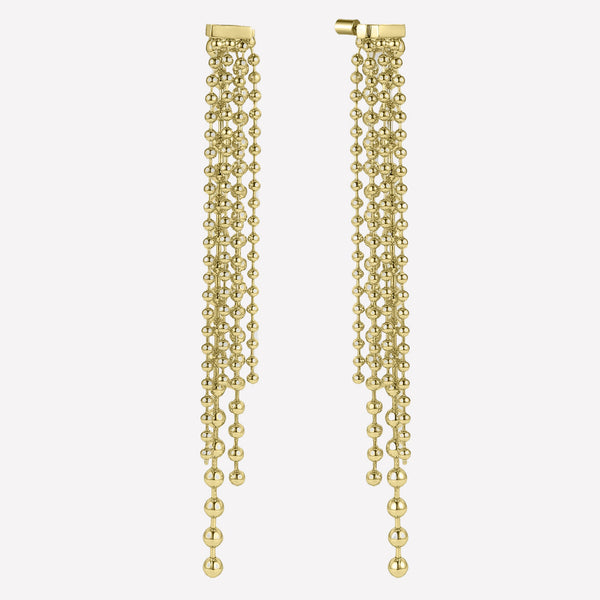 Women's Long Beaded eearrings near me-hollow beaded drop earrings gold