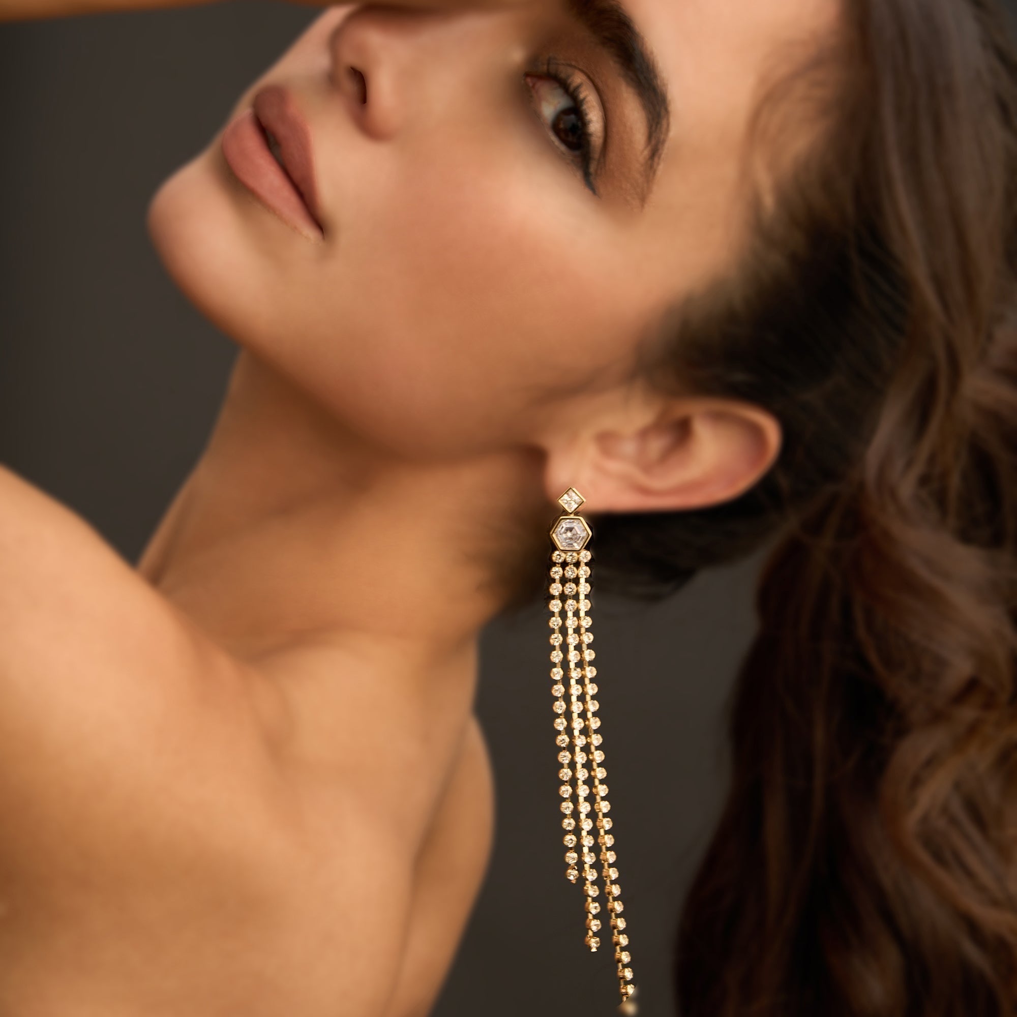 Women's Long dangling earrings near me-Swarovski crystal earrings long