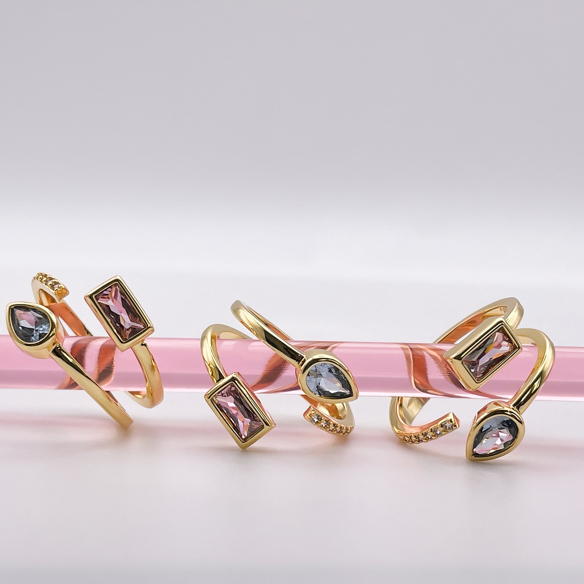 Women's Open Wrap Ring by Bonheur Jewelry NYC- Swarovski crystal color stone ring​ near me