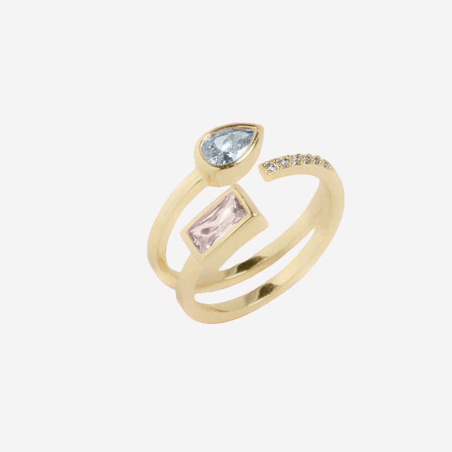 Women's Open Wrap Ring by Bonheur Jewelry NYC- Swarovski crystal color stone ring​ near me