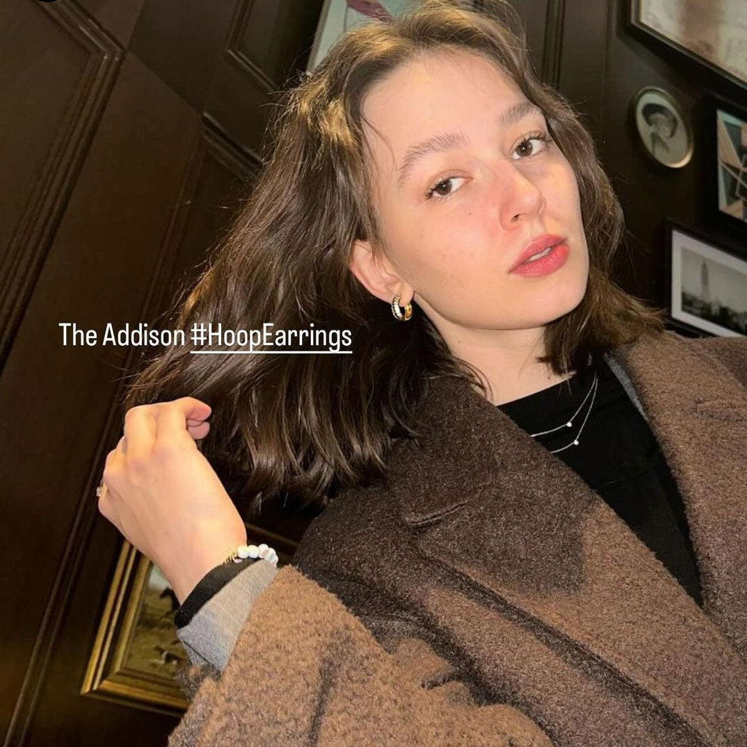 Womens Pave Huggie Hoops by Bonheur Jewelry NYC-sparkling huggie hoop earrings​ near me