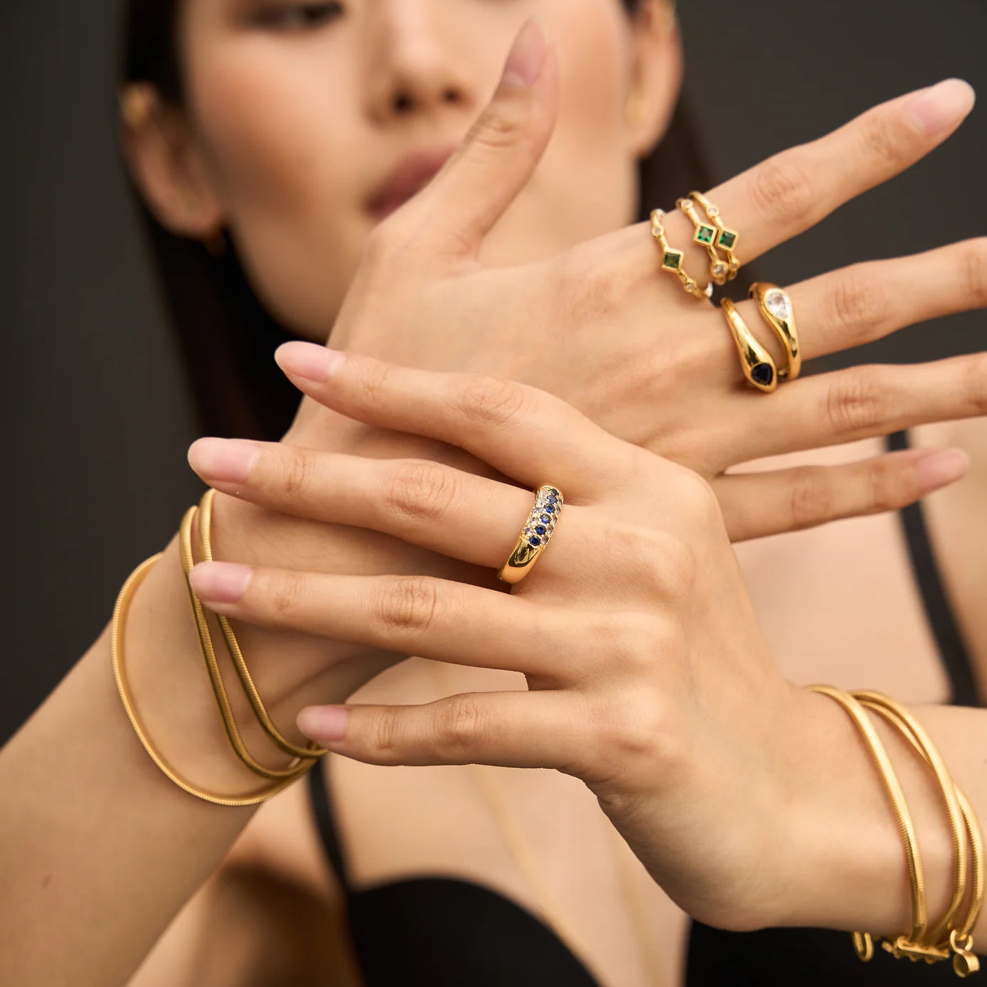 Women's Pear Shaped Ring by Bonheur Jewelry NYC- White swarovski pear cut ring​ near me