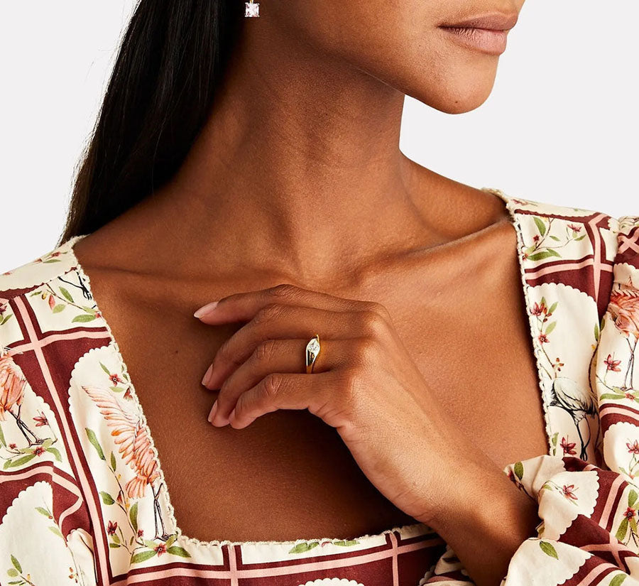 Women's Pear Shaped Ring by Bonheur Jewelry NYC- White swarovski pear cut ring​ near me