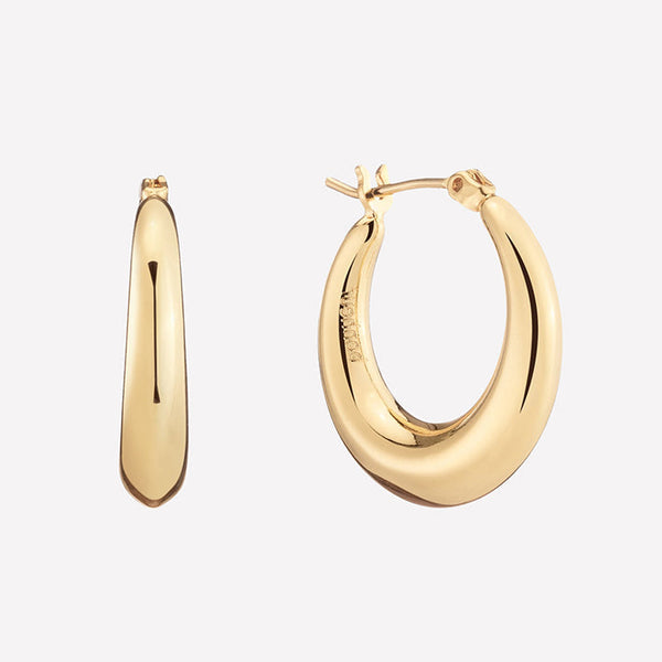 Classic Gold Puffed hoop earrings-puffy hoop earrings for women