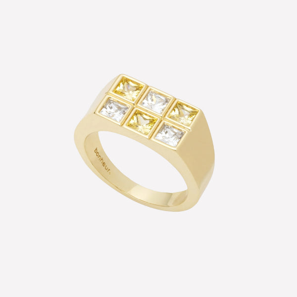 Women's Rectangle Signet Ring near me-Swarovski crystal rectangular signet ring

