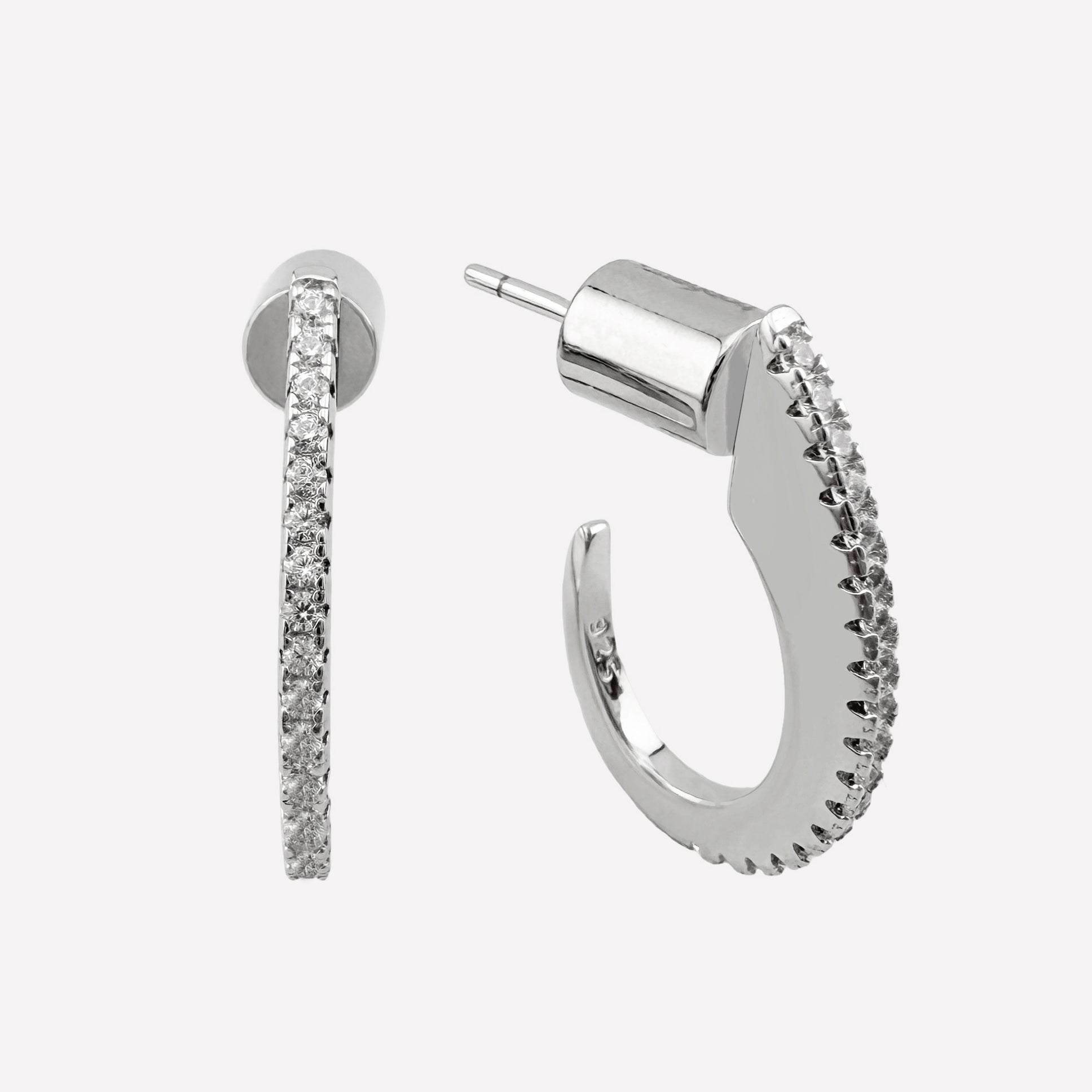 Women's  Small Hoop Earrings Near Me-Pave small hoop earrings for women​