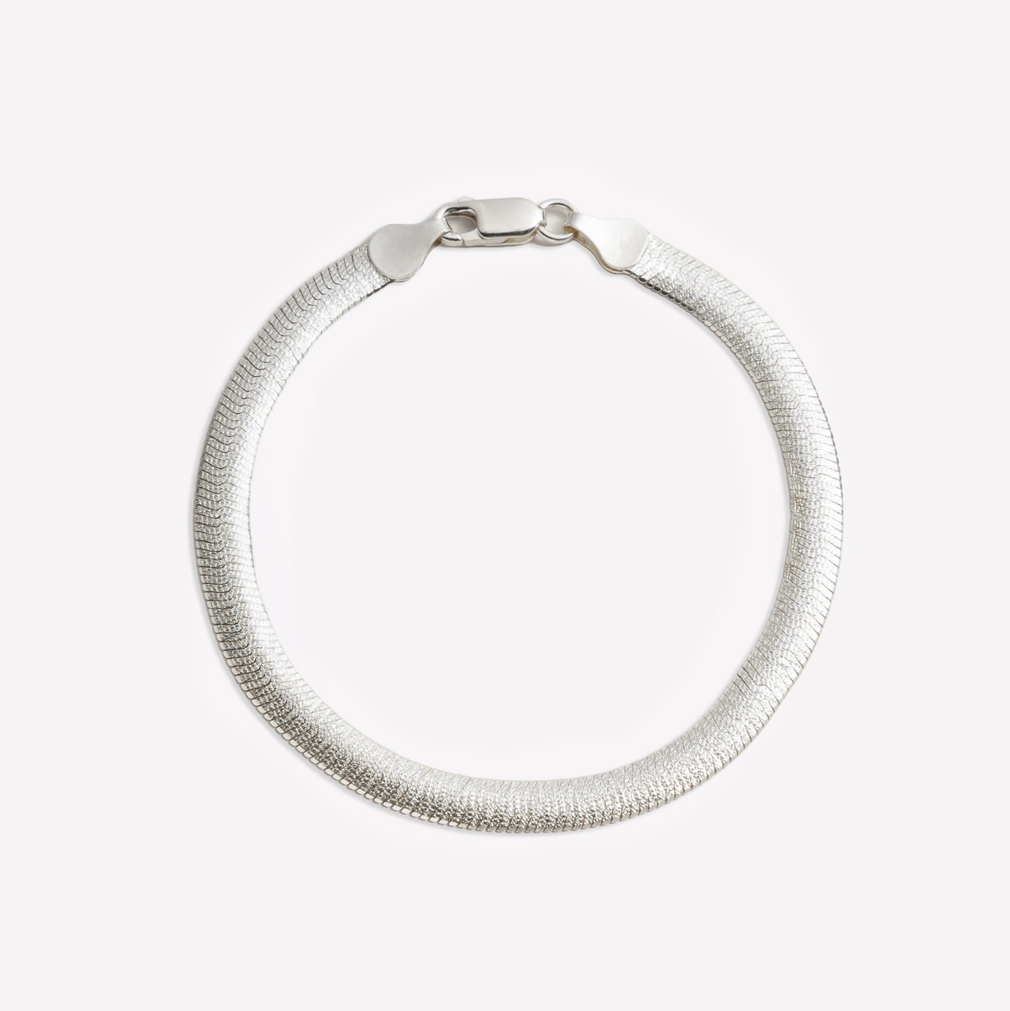 Flat Sterling Silver herringbone bracelet for women-Soho Bracelets