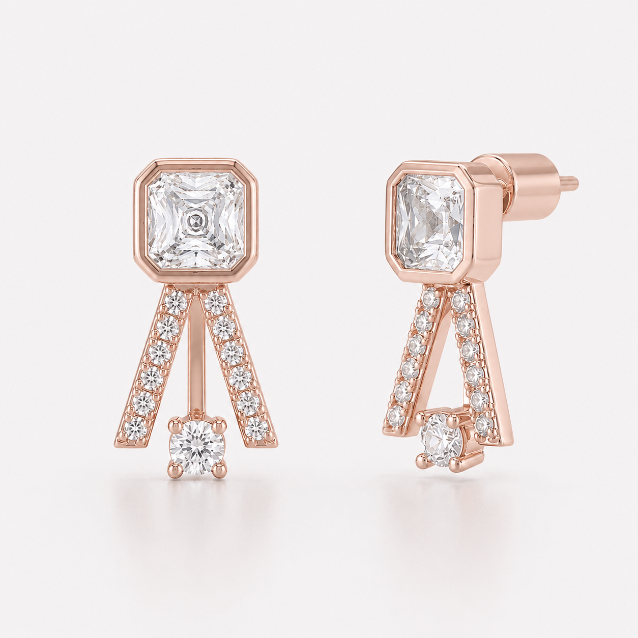 Bonheur Jewelry Indre Stud Jacket Earrings, gold/rhodium finish, crystal, stud earrings, styled view.