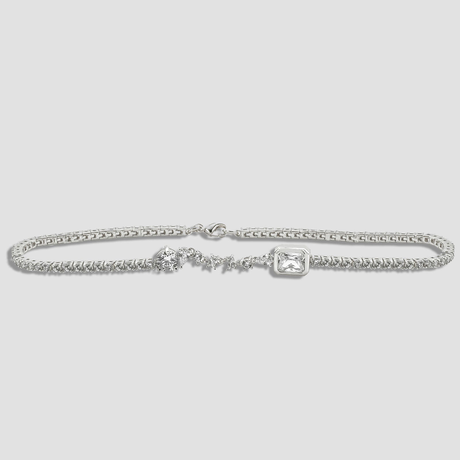 Women's 16 inch tennis necklace by Bonheur Jewelry NYC-White Swarovski crystal bezel tennis necklace​ near me