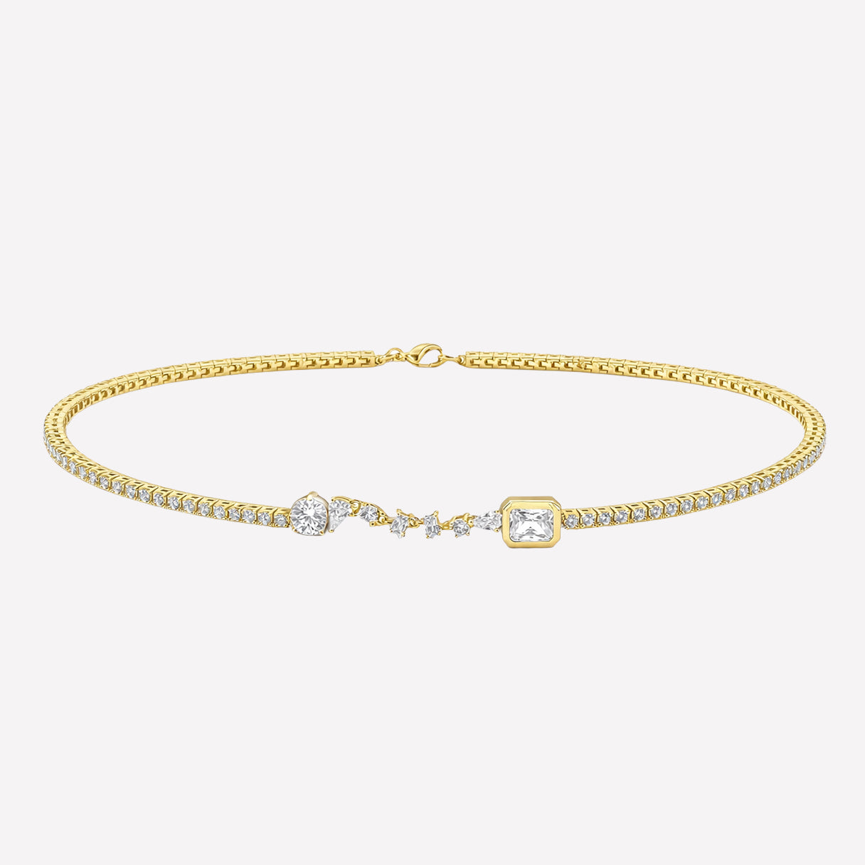 Women's 16 inch tennis necklace by Bonheur Jewelry NYC-White Swarovski crystal bezel tennis necklace​ near me