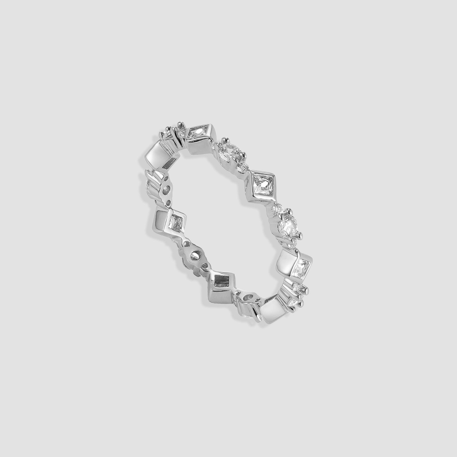 Women's Thin eternity band by Bonheur Jewelry nyc- White swarovski eternity band near me