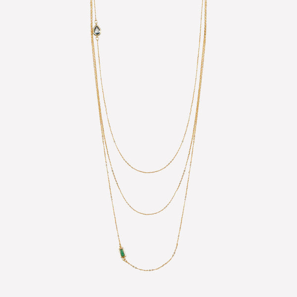 Women's Triple Strand Necklace near me-Swarovski crystal triple strand gold necklace
