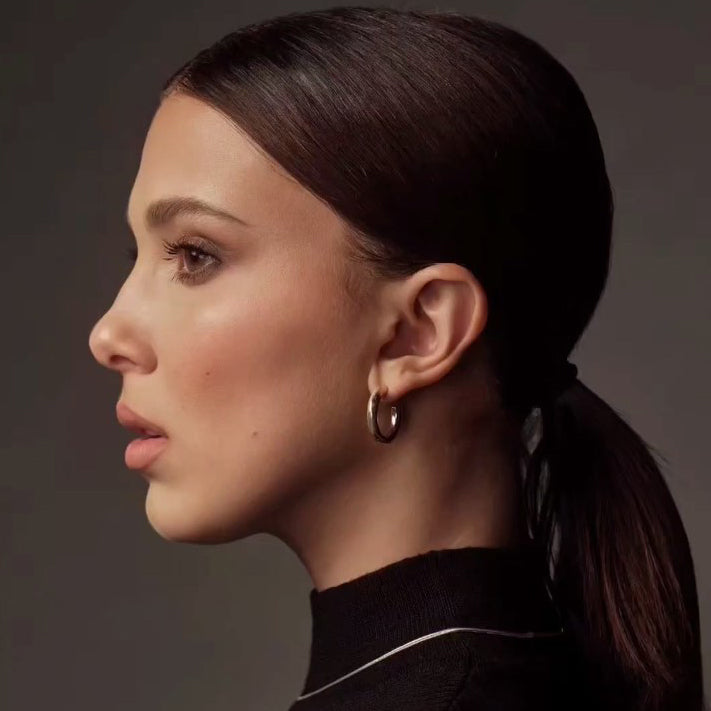 Women's Tube Hoops by Bonheur Jewelry NYC-Hollow tube gold hoop earrings near me