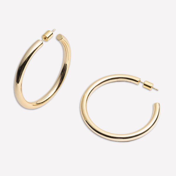 Hollow Tube Hoops for women-hailey bieber gold hoops

