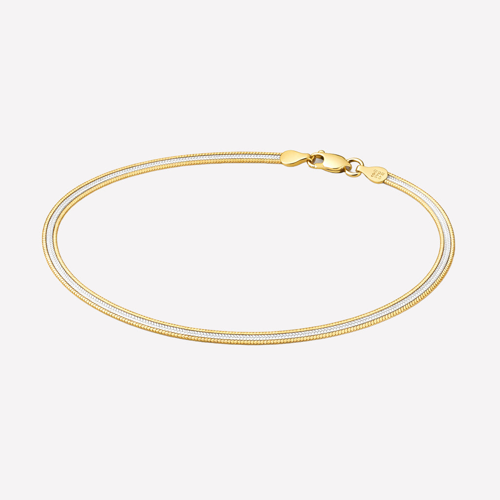 Women's Two-Tone Diamond-Cut Herringbone Bracelet by Bonheur Jewelry NYC