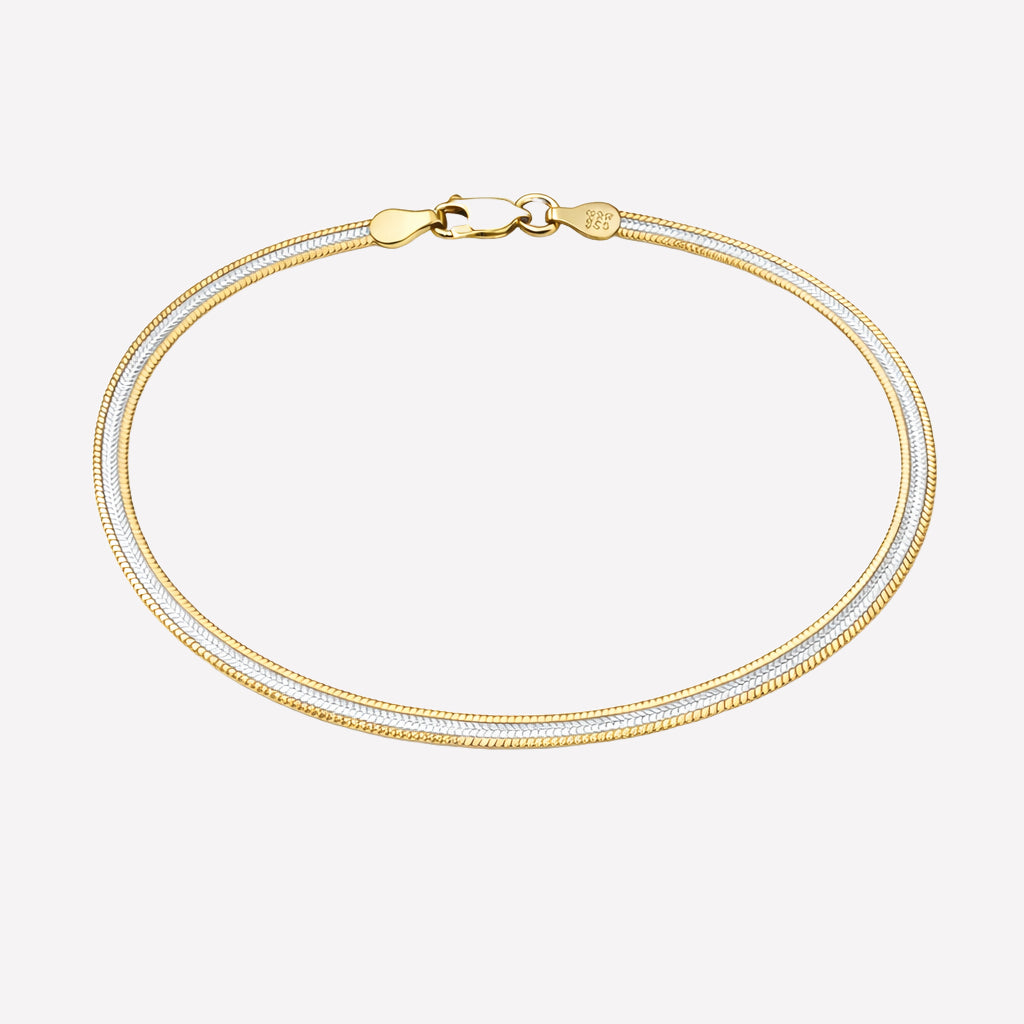 Women's Two-Tone Diamond-Cut Herringbone Bracelet by Bonheur Jewelry NYC