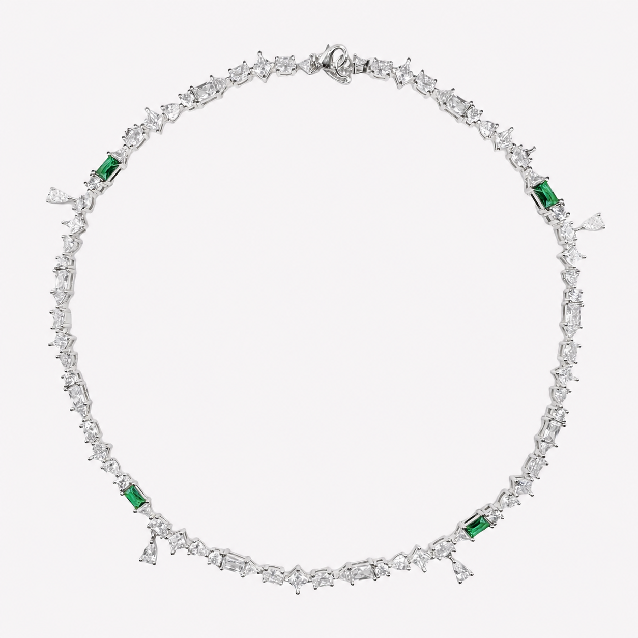 Bonheur Jewelry Lilou Wrapped Crystal Necklace, gold or rhodium finish, white Swarovski crystal, necklace, styled view.