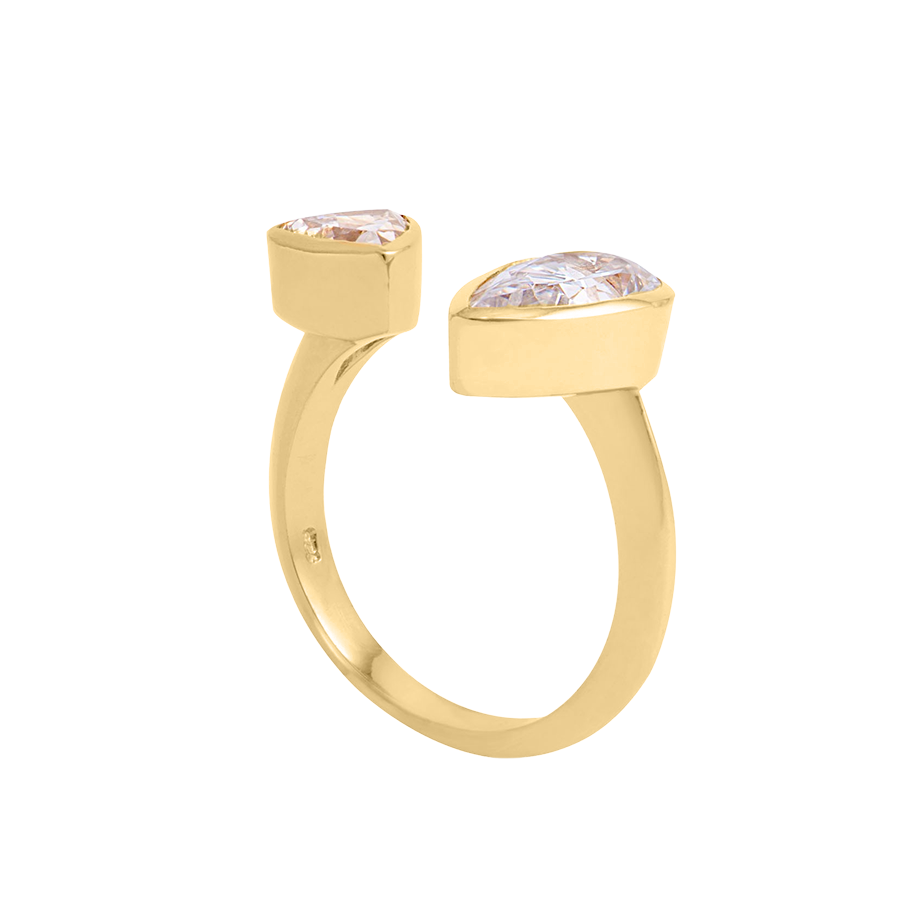 Swarovski Crystal Open Ring for Women-Luxury Gold Ring