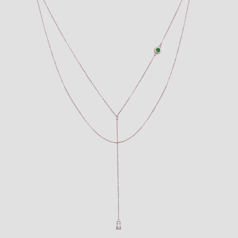 Women's Y shaped necklace by Bonheur Jewelry NYC-wifey necklace gold​