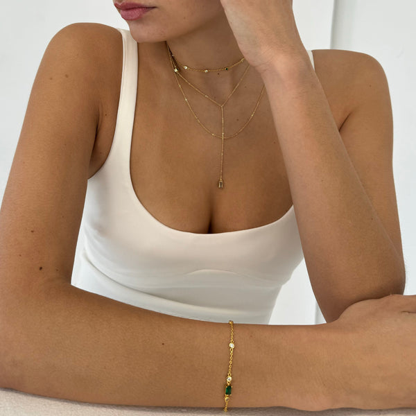 Women's Y shaped necklace by Bonheur Jewelry NYC-wifey necklace gold​