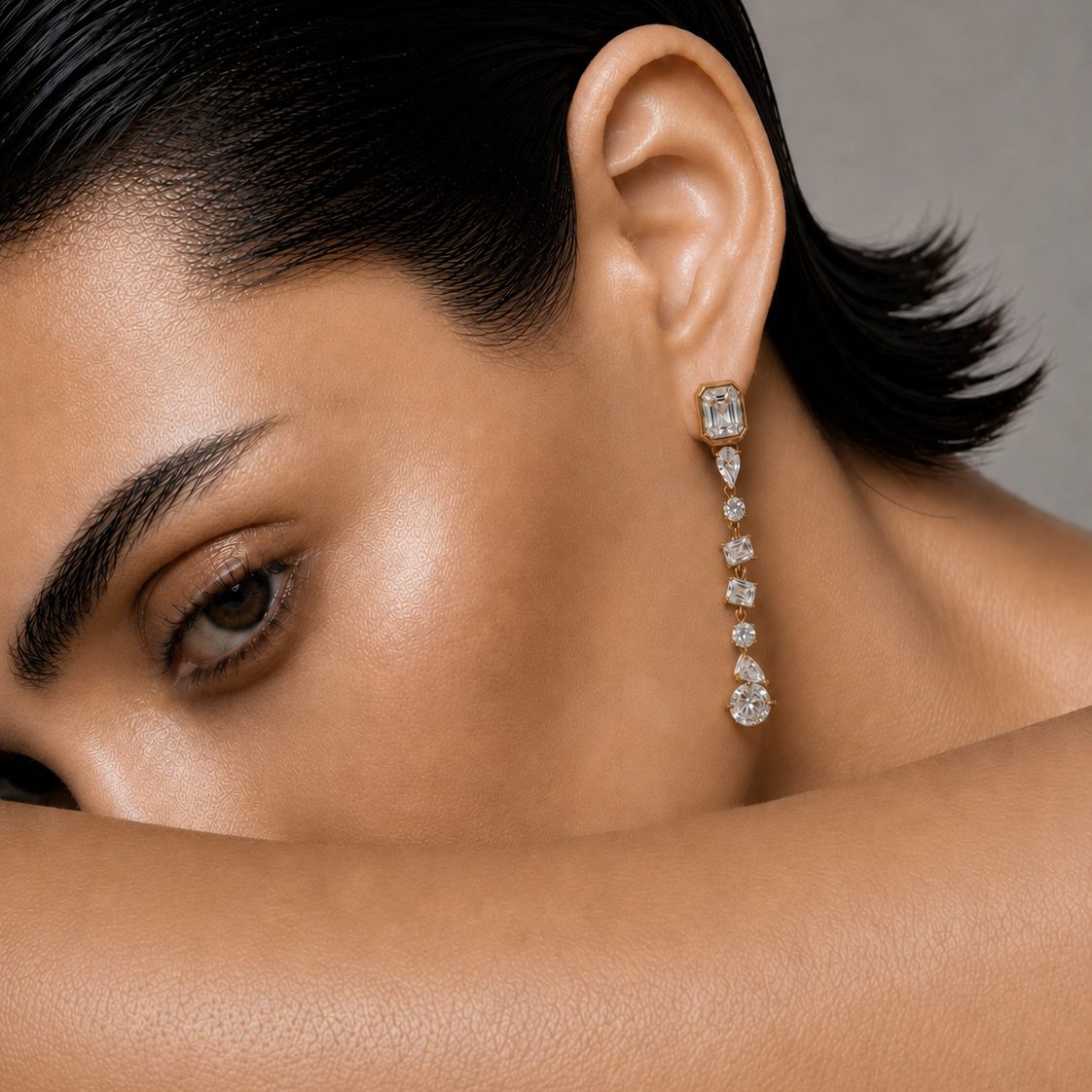 Women's crystal drop earrings-Bonheur Jewelry NYC