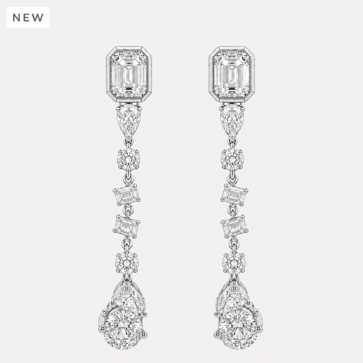 Bonheur Jewelry Celeste Crystal Drop Earrings, gold or rhodium finish, Swarovski crystal, earrings, styled view.