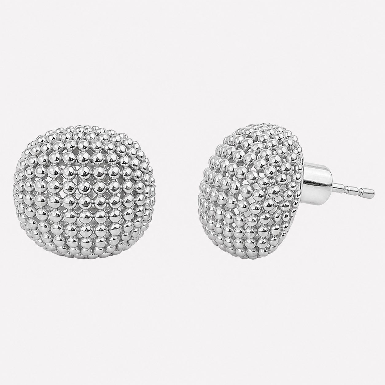Bonheur Jewelry Taylor Studs, gold or rhodium finish, polished metal, stud earrings, styled view.