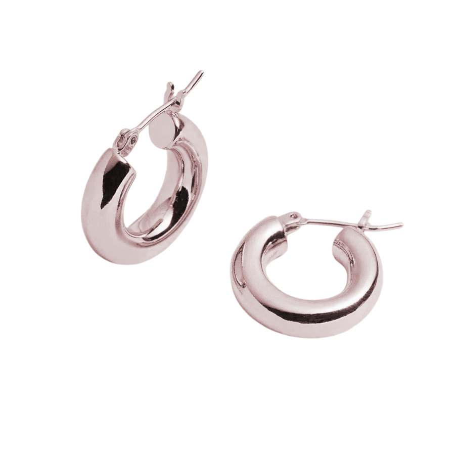 Bonheur Jewelry Holly Hollow Hoops, lightweight hollow hoop earrings in gold, rose gold, or rhodium plating, product view 10.