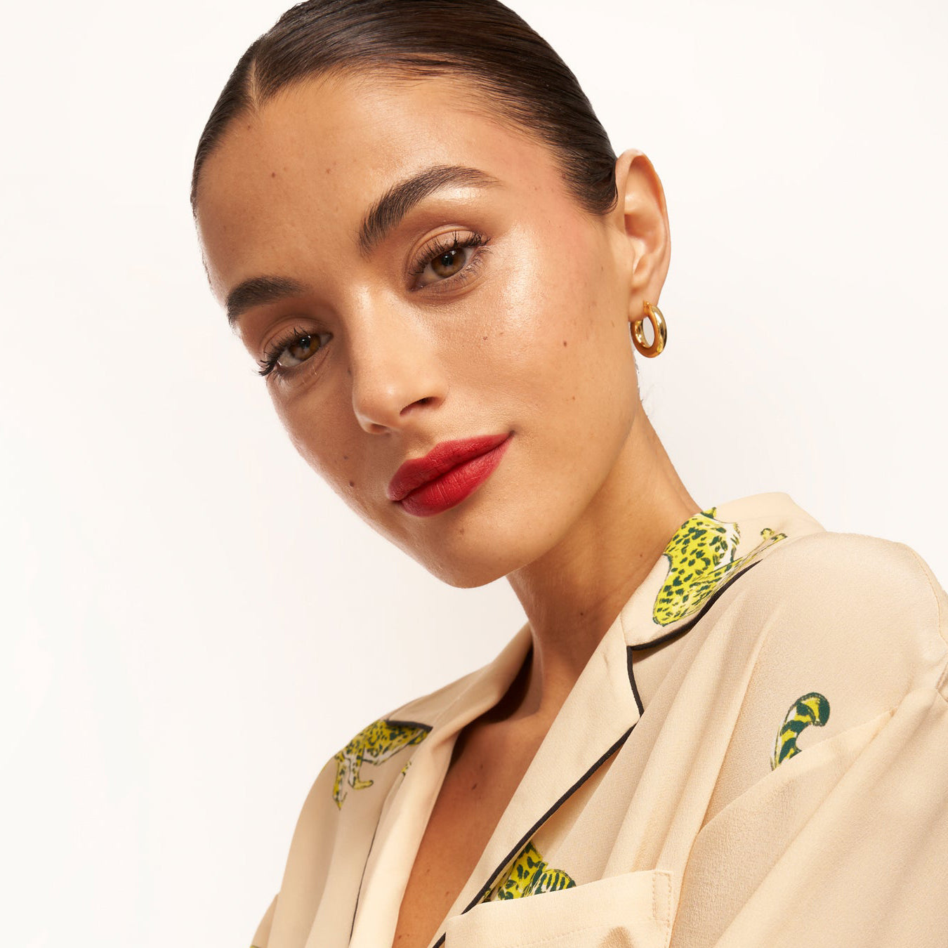 Bonheur Jewelry Holly Hollow Hoops, lightweight hollow hoop earrings in gold, rose gold, or rhodium plating, product view 7.