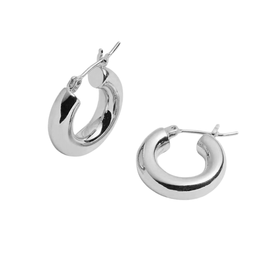 Bonheur Jewelry Holly Hollow Hoops, lightweight hollow hoop earrings in gold, rose gold, or rhodium plating, product view 9.