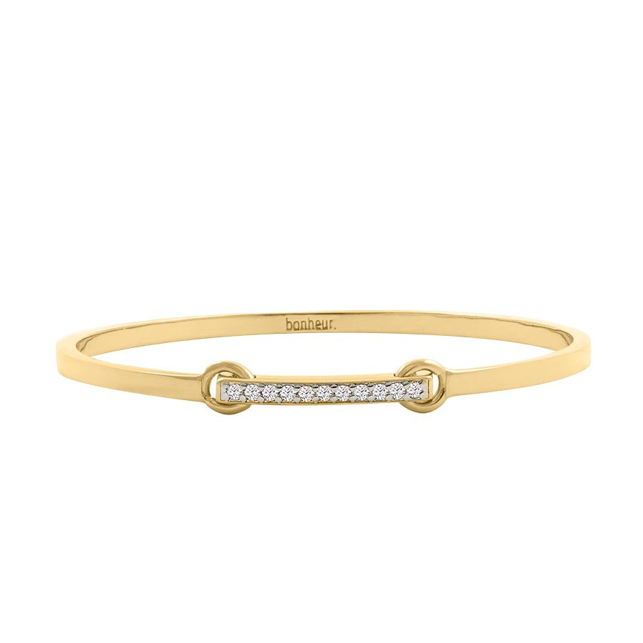 Bonheur Jewelry Laurel Stackable Bangle Bracelet, Swarovski crystal stackable bangle bracelet in gold, rose gold, or rhodium plated finish, front view.