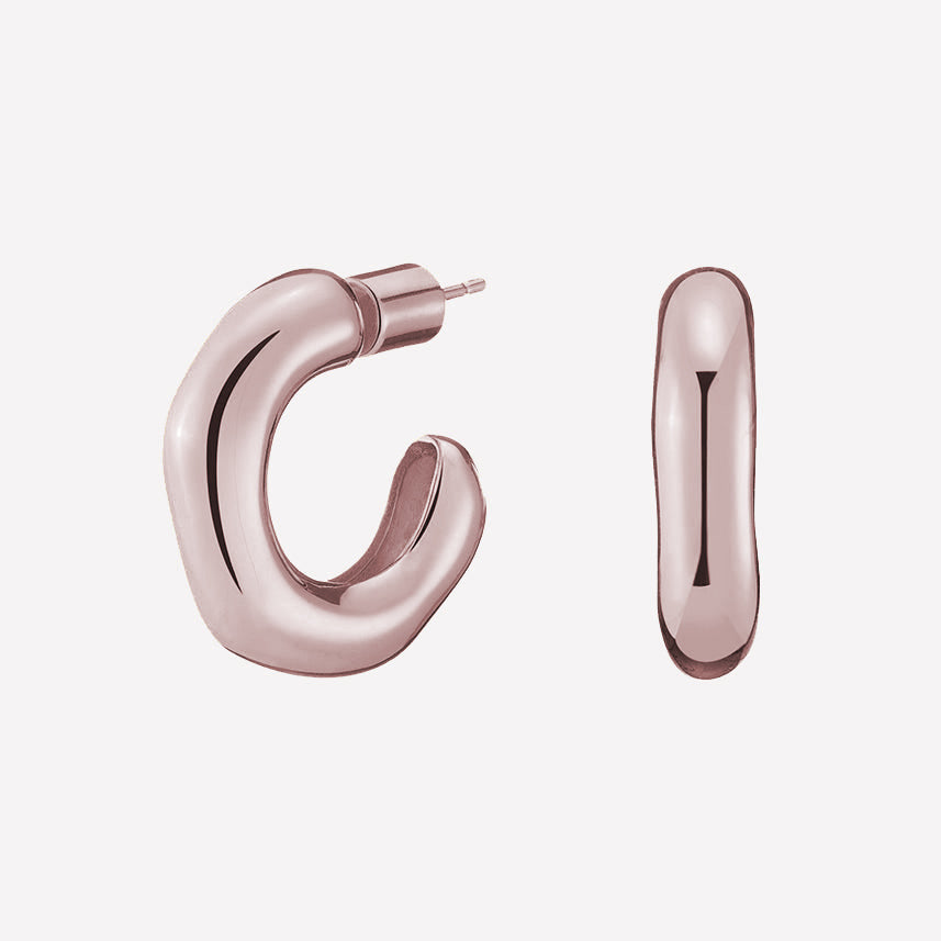 Lya Bubble Earrings by Bonheur Jewelry in rose gold finish, lightweight hexagonal bubble earrings with post backs.