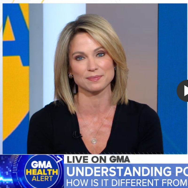 Amy RObach wearing MICRO PAVE HUGGIE EARRINGS on ABC's Good Morning America